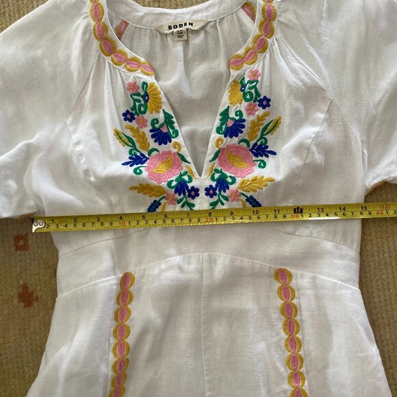 Boden Una Linen Embroidered Maxi Dress, Floral Garland, Ivory, 6P - Picture 7 of 11